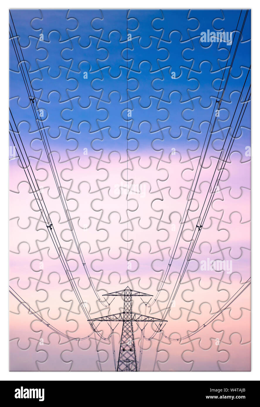 Power tower and transmission lines concept image in jigsaw puzzle