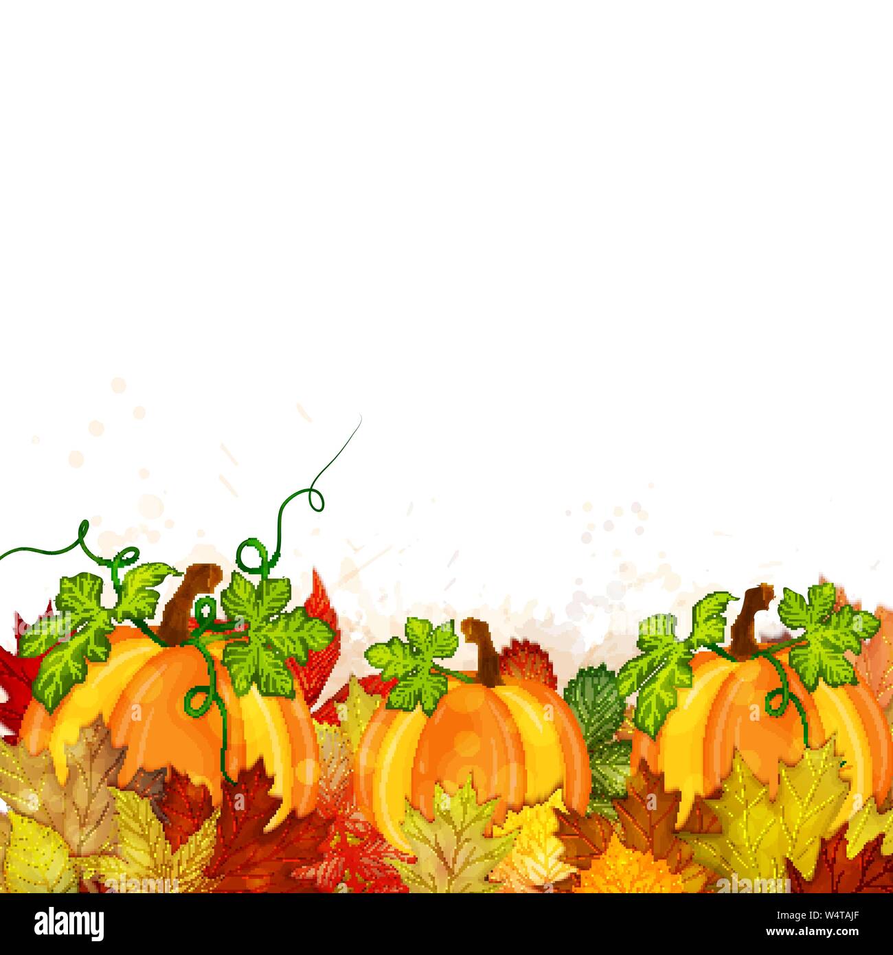 Background autumn leaves pumpkin Stock Vector Images - Alamy