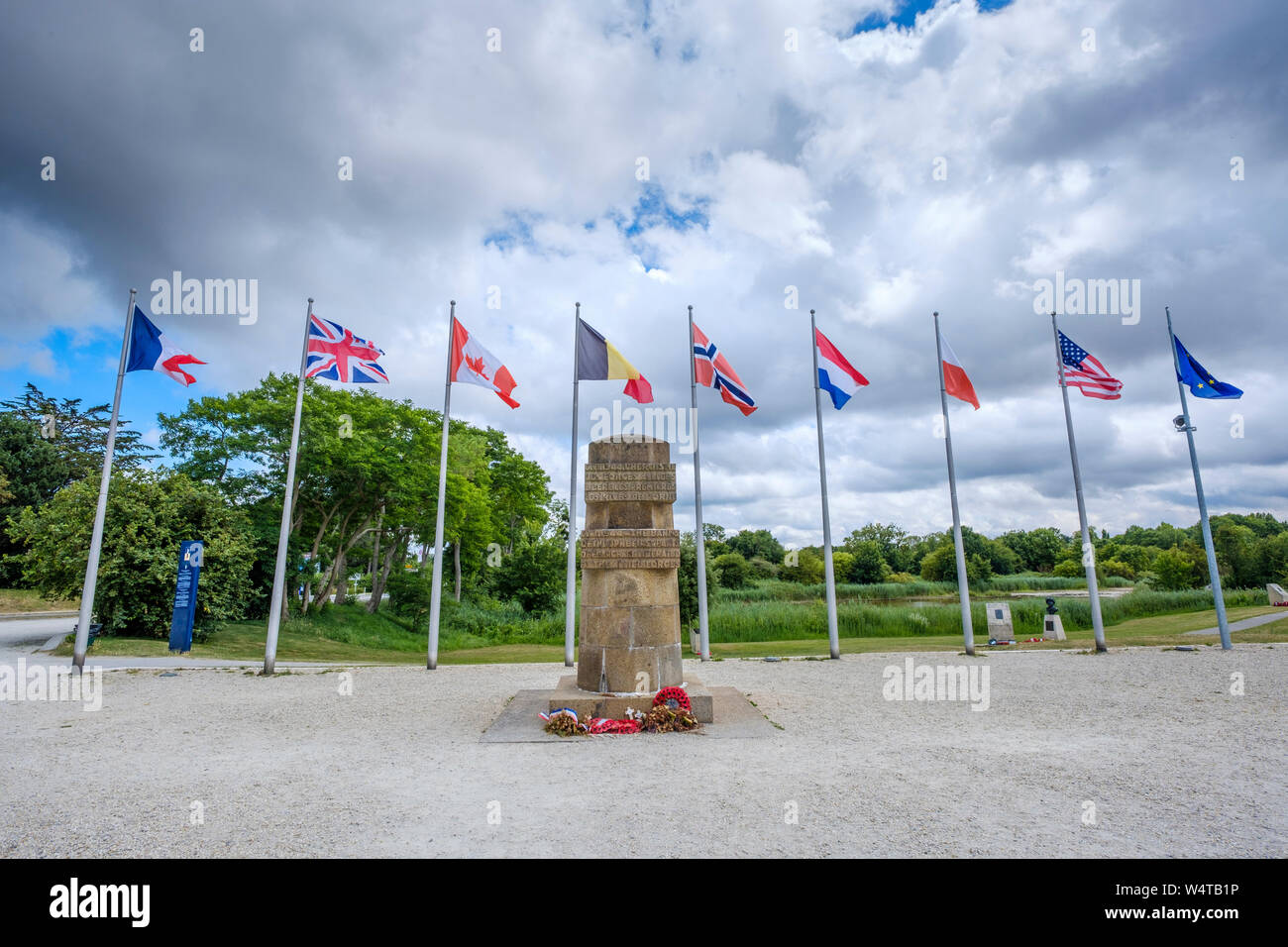 War memorial at Pegasus Bridge, in Normandy, FRance Stock Photo