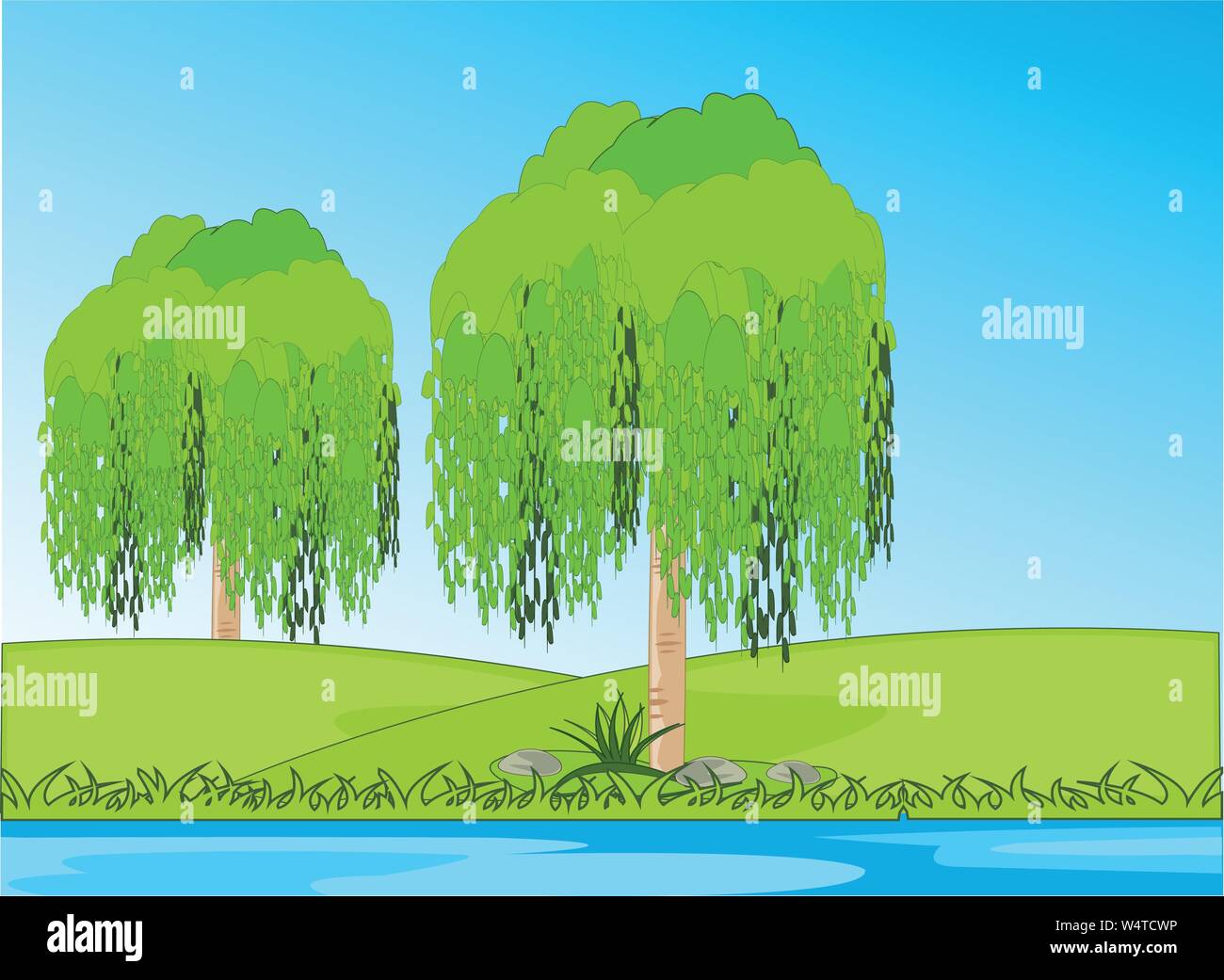 Year landscape tree osier ashore calm yard Stock Vector Image & Art - Alamy