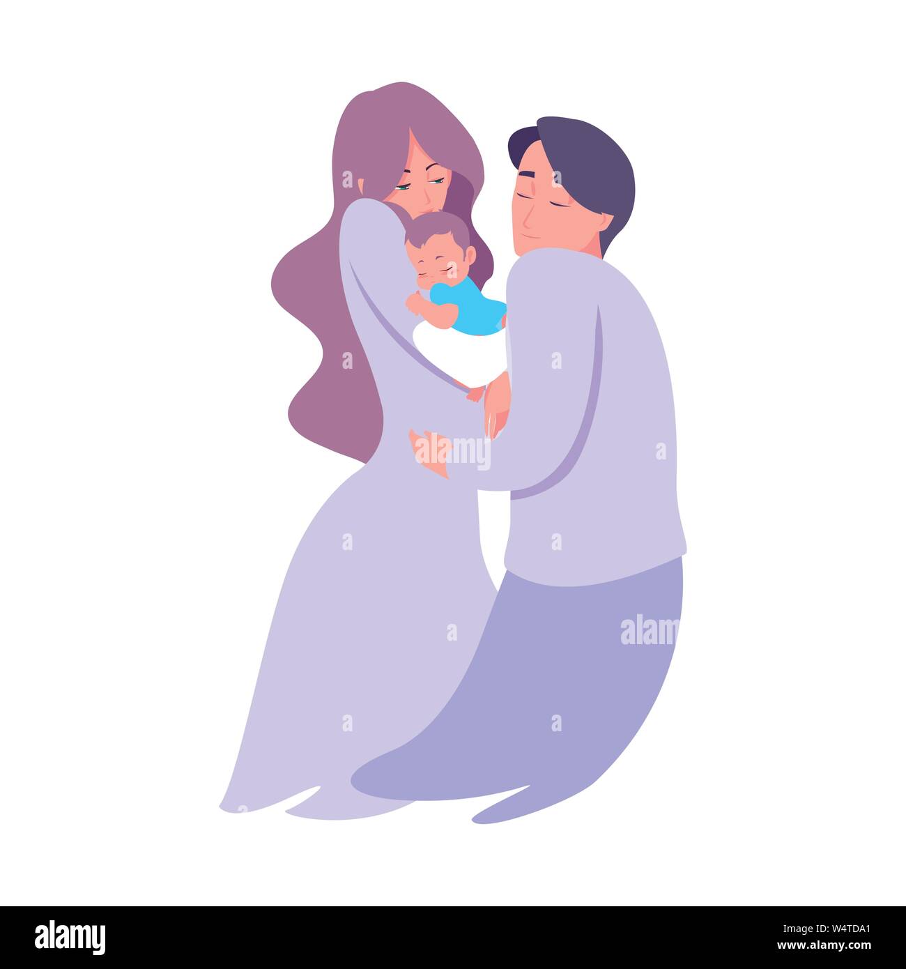 mom and dad carrying her newborn vector illustration Stock Vector Image ...