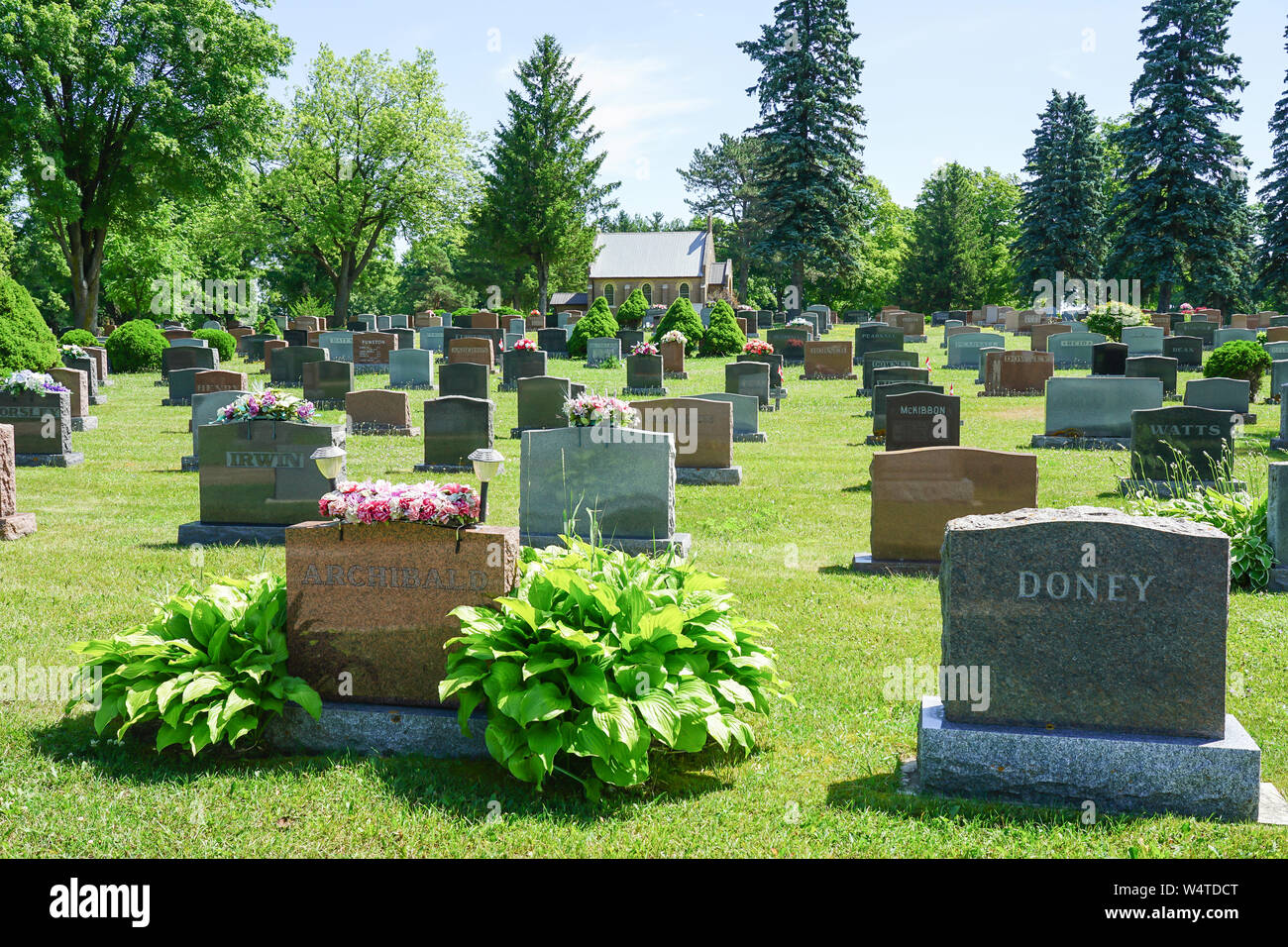 A pictorial country Cemetery near Sherburne, Ontario, Canada with lots