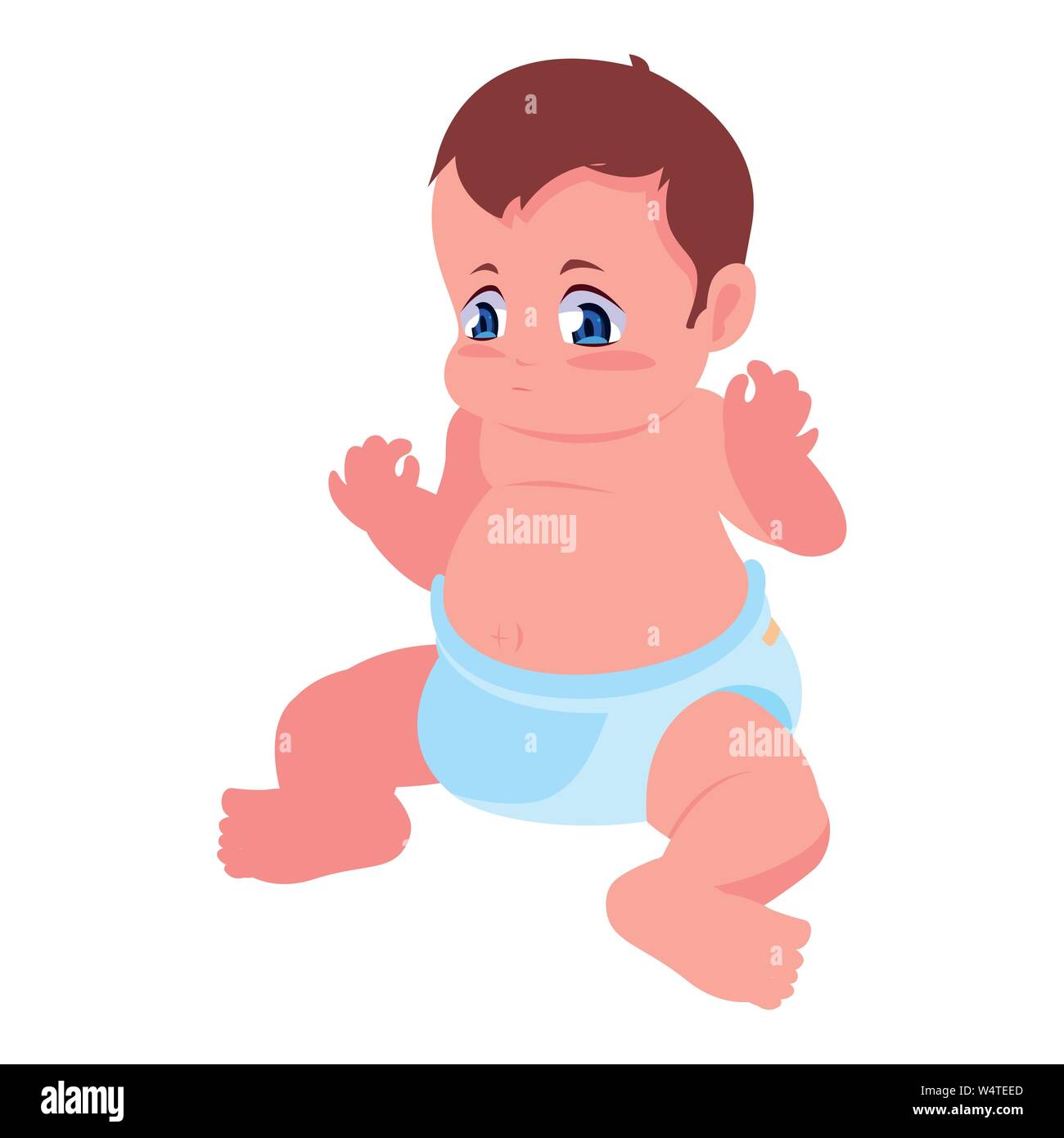 cute little baby sitting on white background vector illustration Stock ...