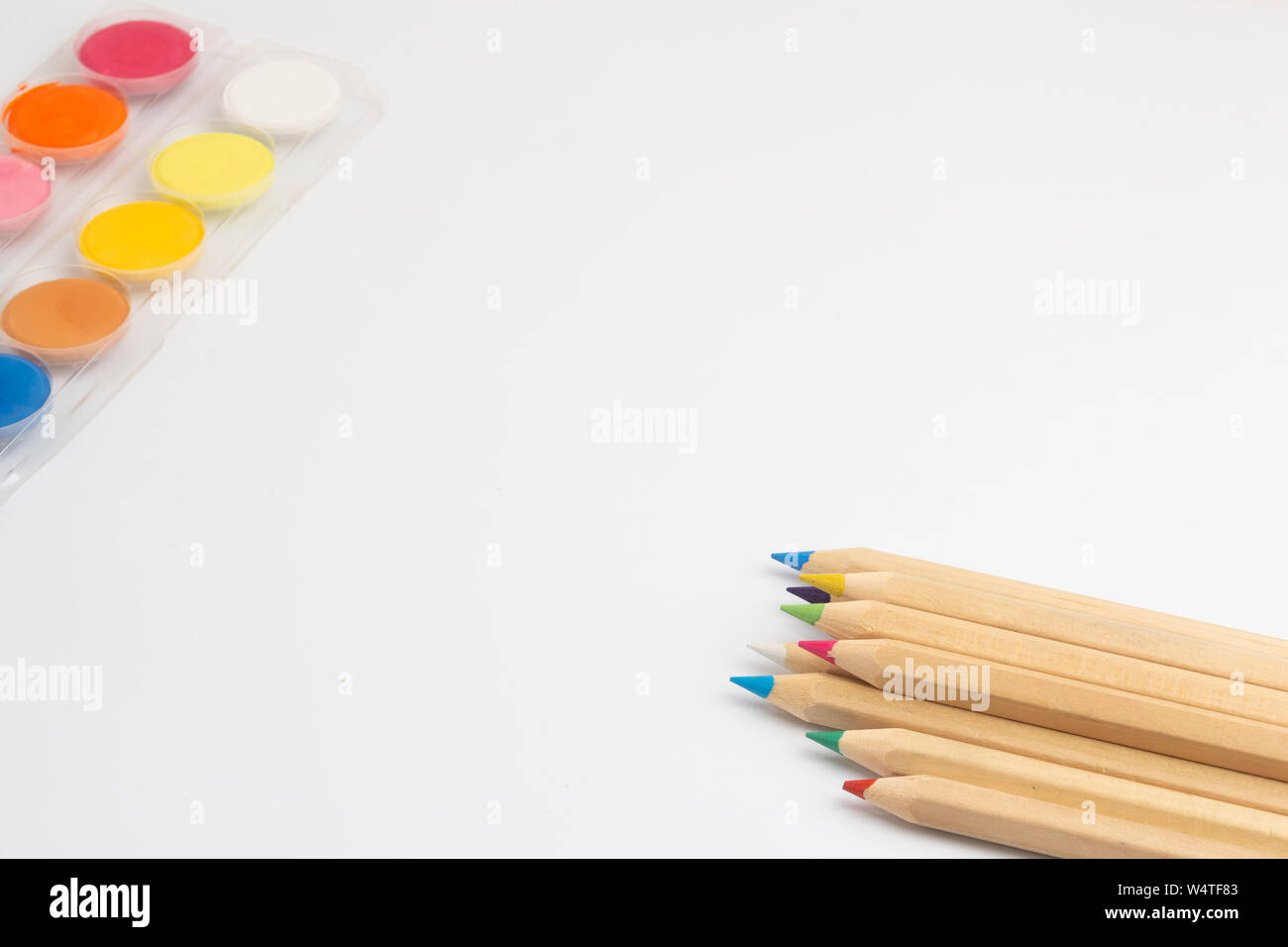 Colored pencils and pastels on a white background Stock Photo Alamy