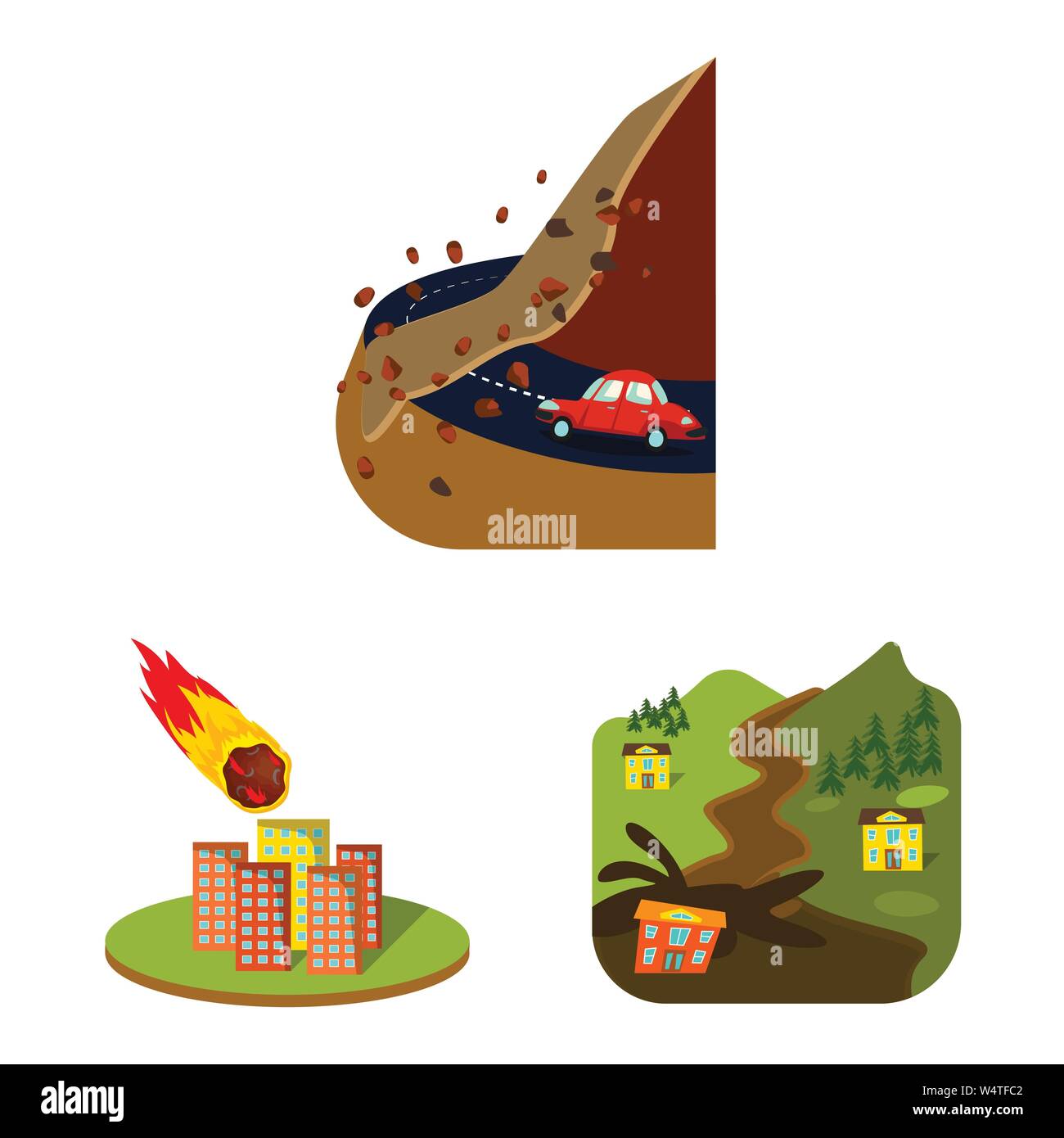 Vector design of cataclysm and disaster logo. Set of cataclysm and ...
