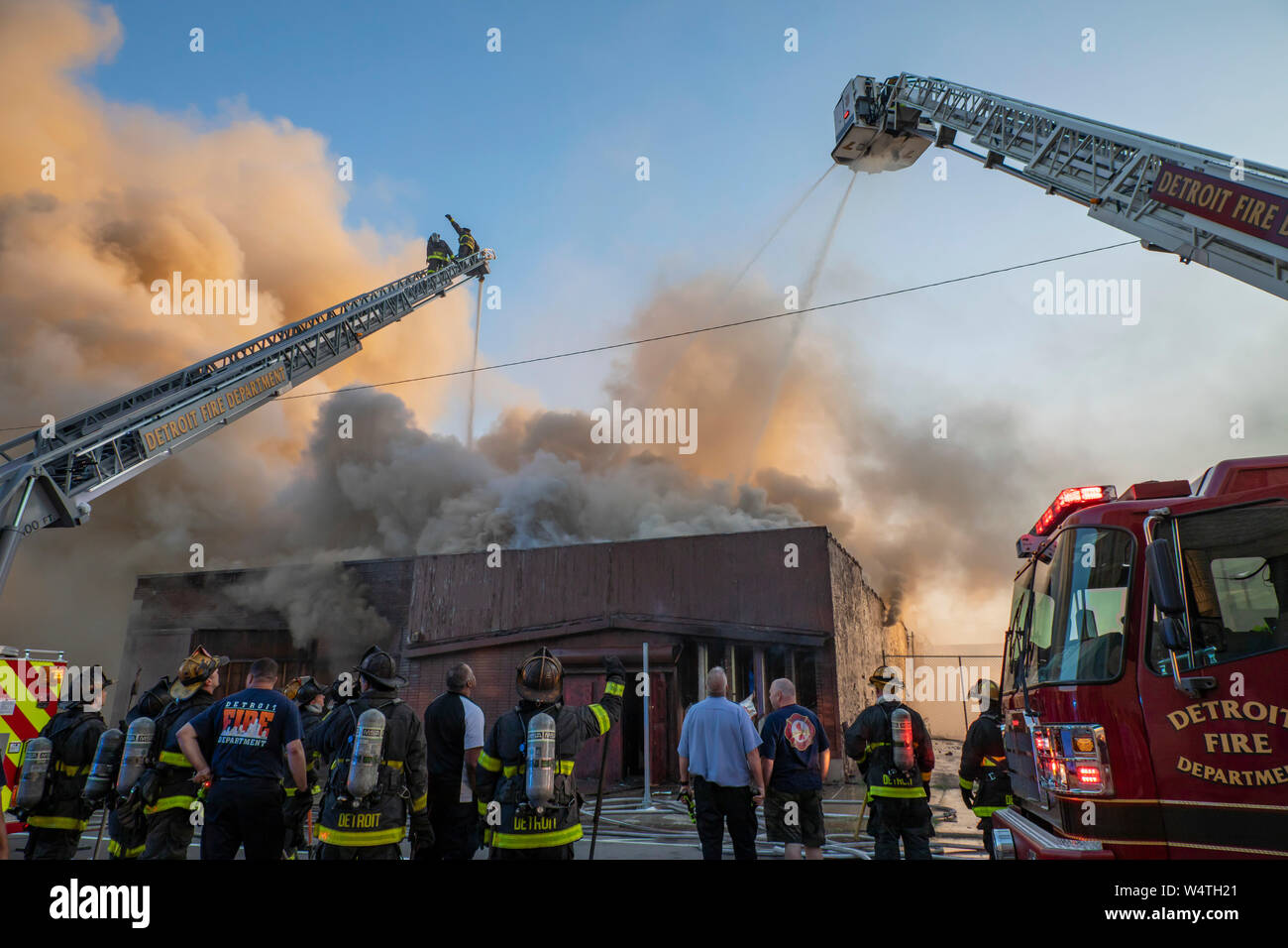 Detroit, Michigan - Firefighters battle a blaze at a long-vacant ...