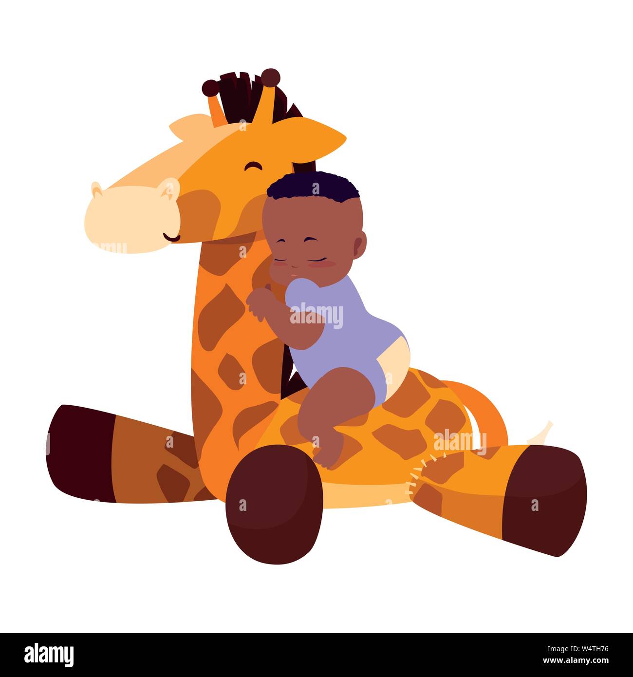 baby boy with toy giraffe vector illustration Stock Vector Image & Art ...