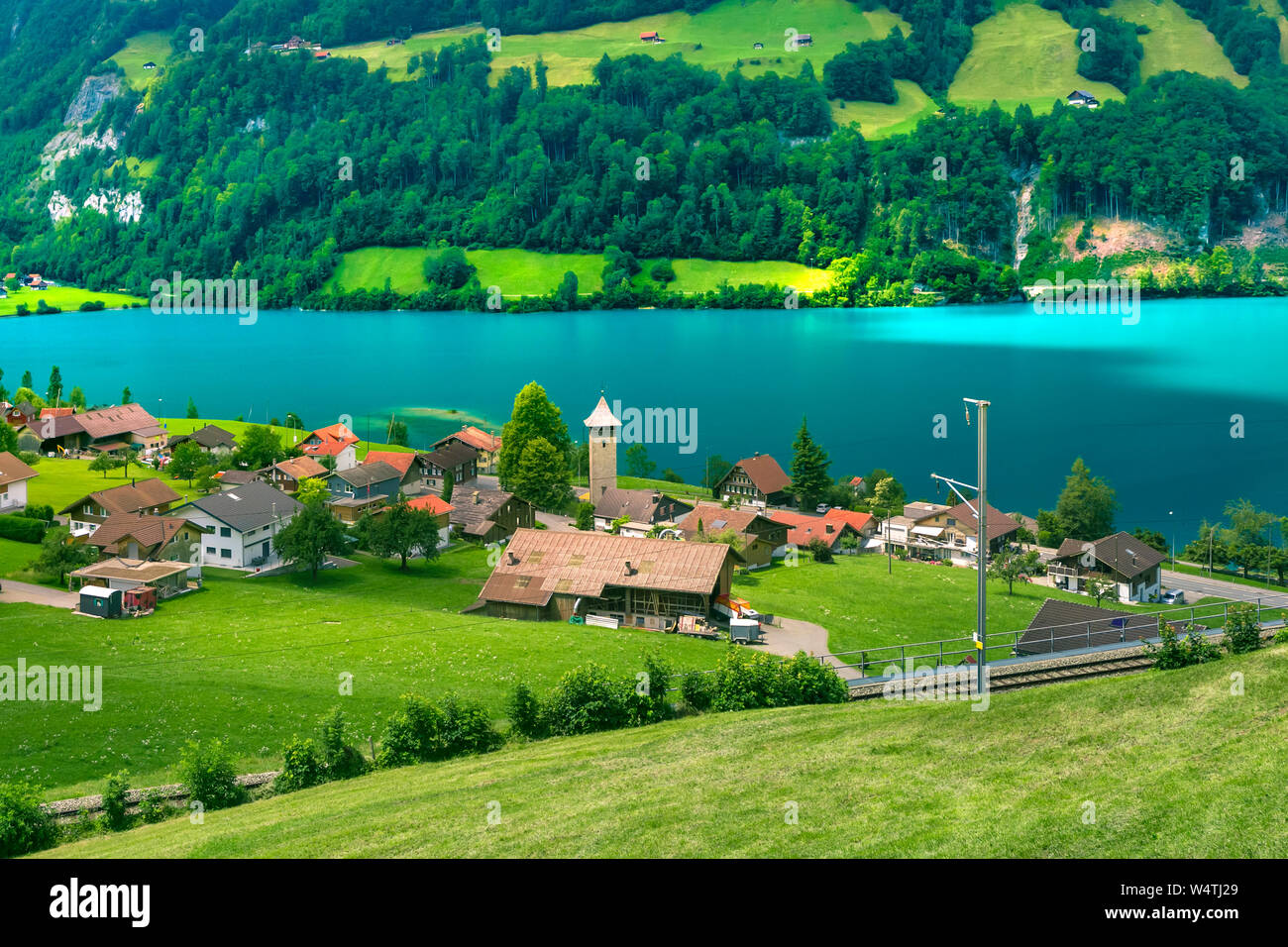 Swiss village Lungern, Switzerland Stock Photo Alamy