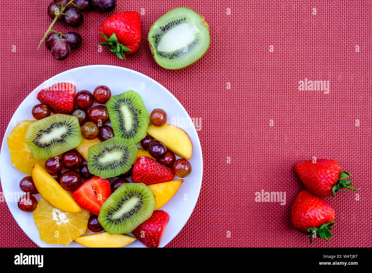 Healthy Vegetarian Fresh Fruit Summer Salad Dessert With Oranges