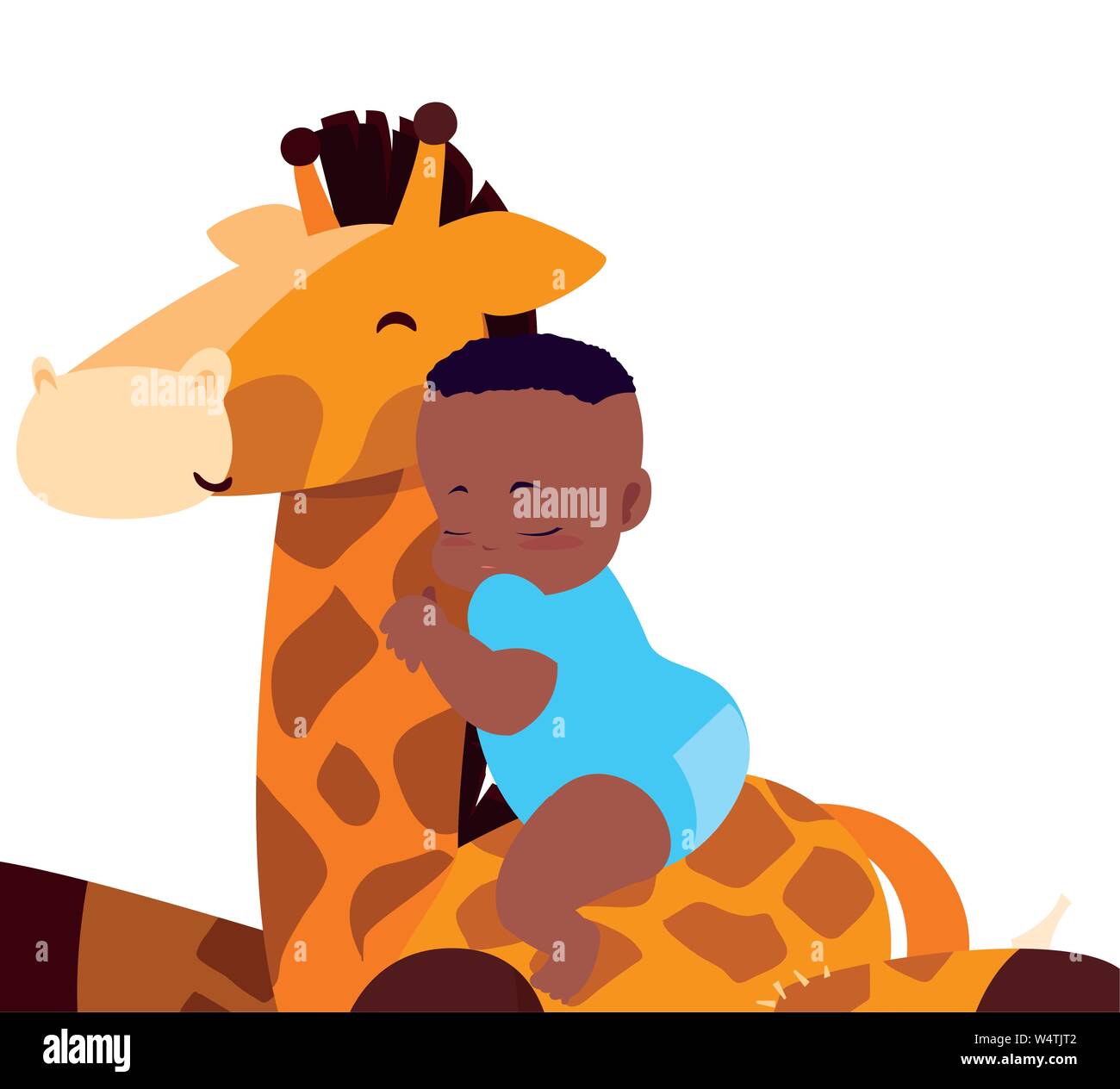 baby boy with toy giraffe vector illustration Stock Vector Image & Art ...