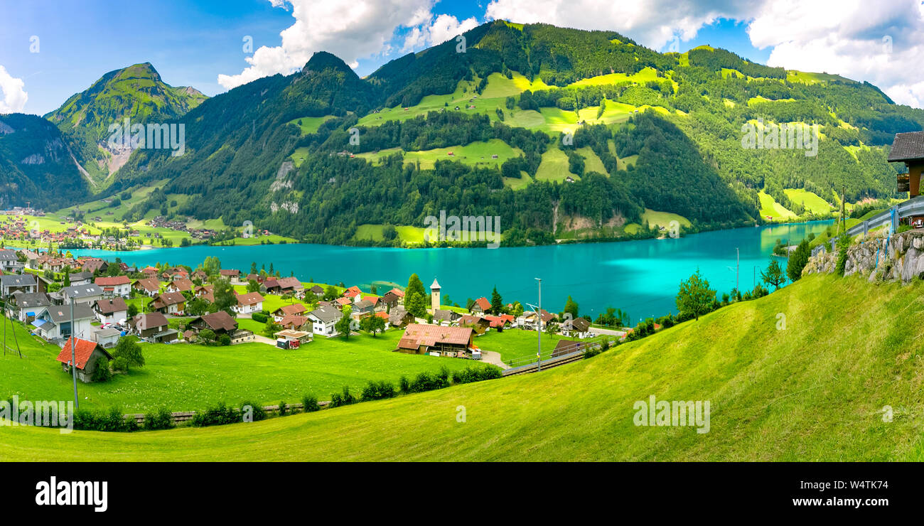 Swiss village Lungern, Switzerland Stock Photo