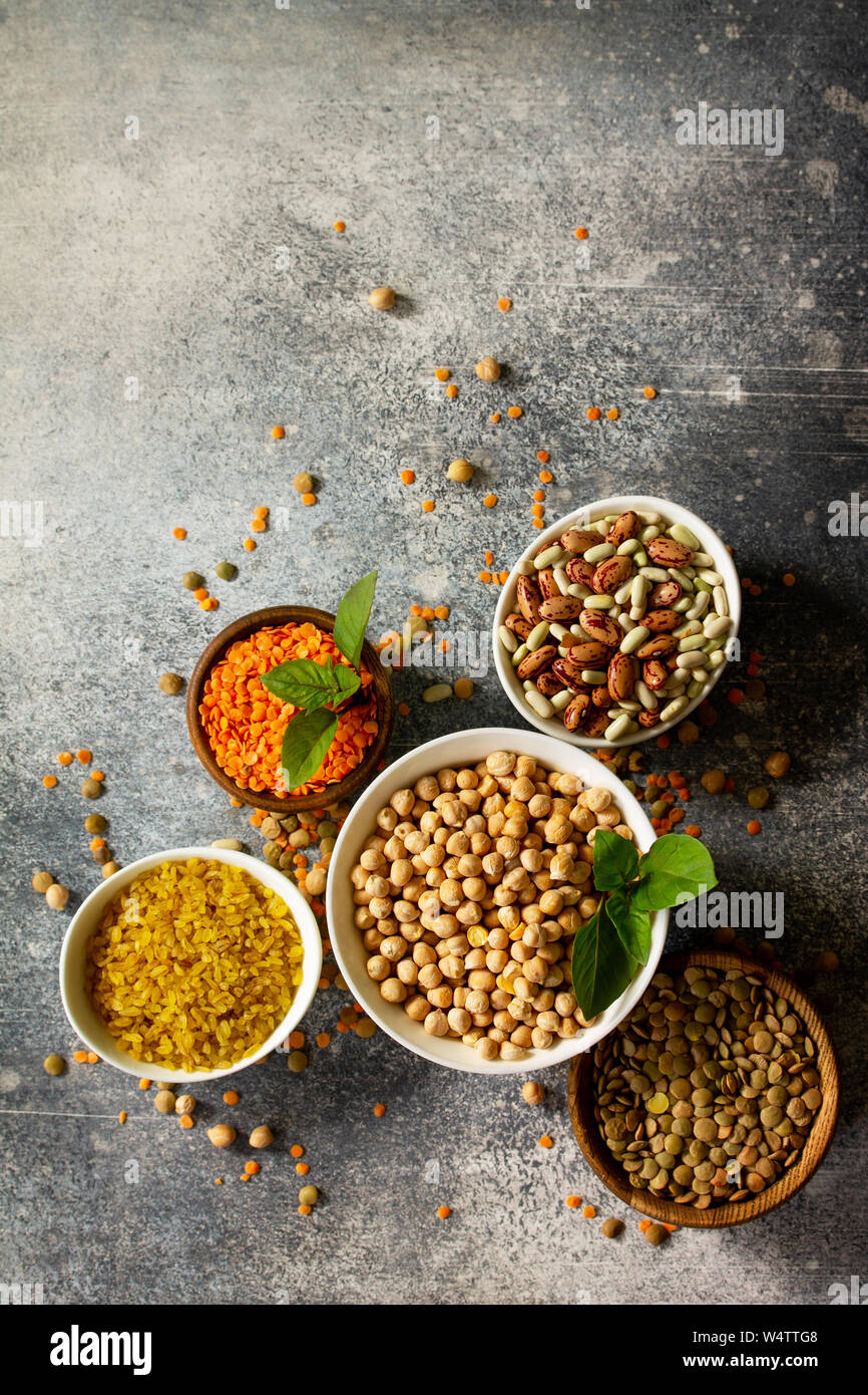 Healthy food, dieting, nutrition concept, vegan protein source. Raw of