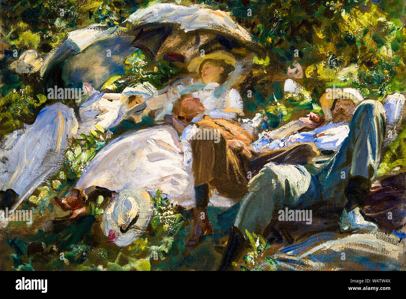 John Singer Sargent, painting, Group with Parasols (Siesta), 1904 Stock Photo
