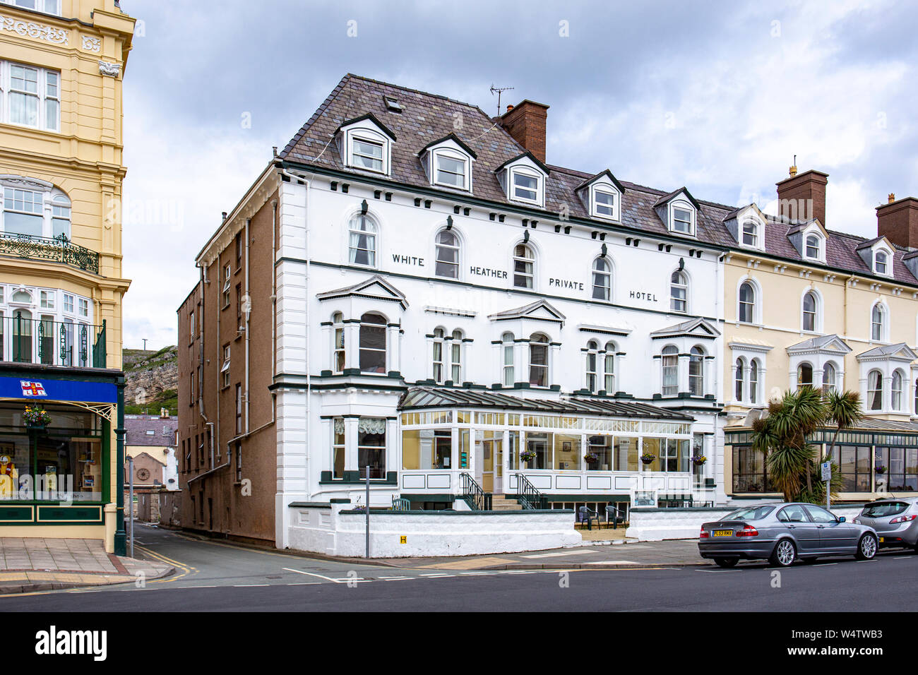 White Heather Private Hotel in the town centre of Llandudno Conwy North Wales UK Stock Photo