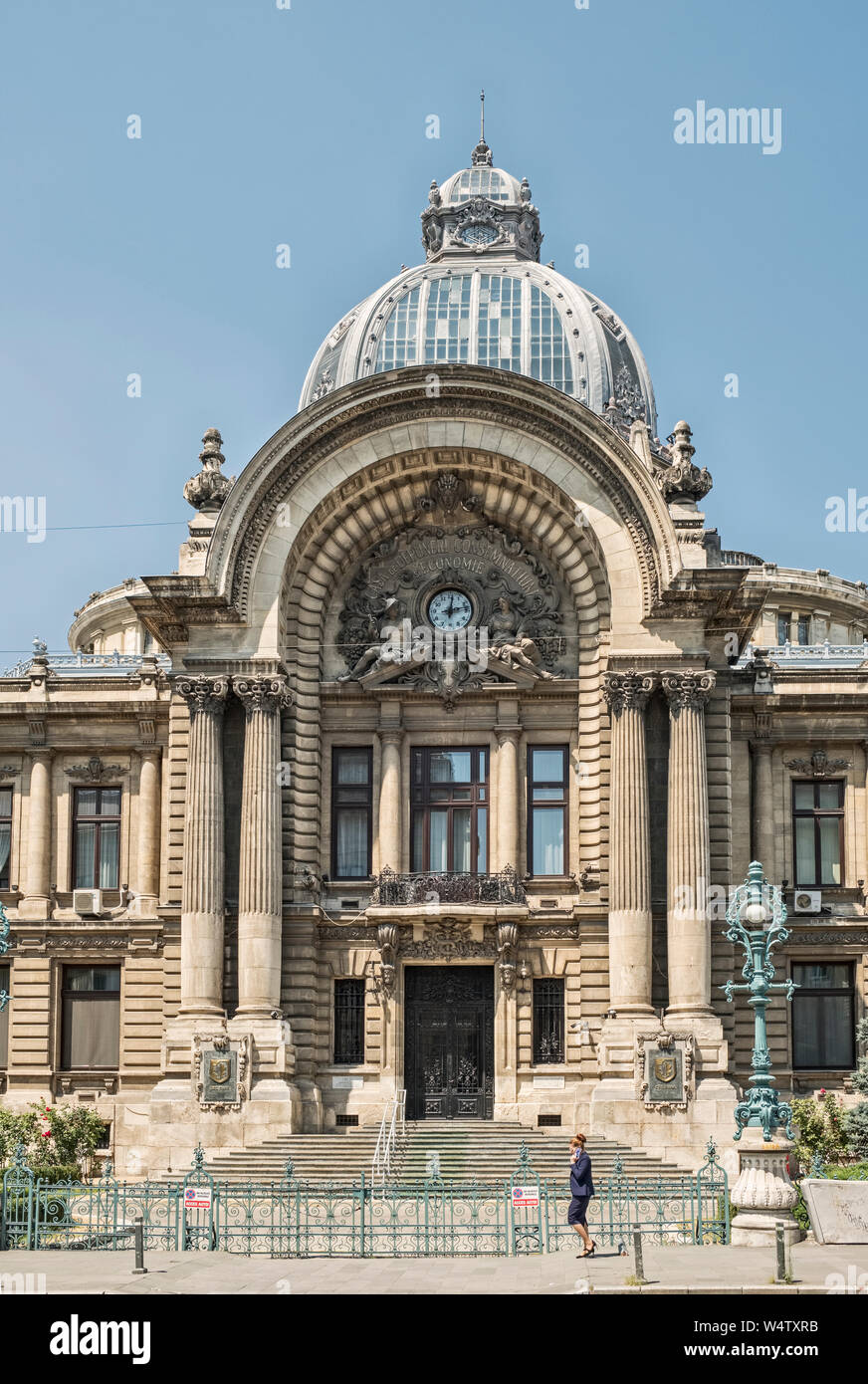 Bucharest, Romania. The CEC Bank Palace (Palatul CEC) on Calea Victoriei, built in 1900, is the headquarters of Romania's oldest savings bank Stock Photo
