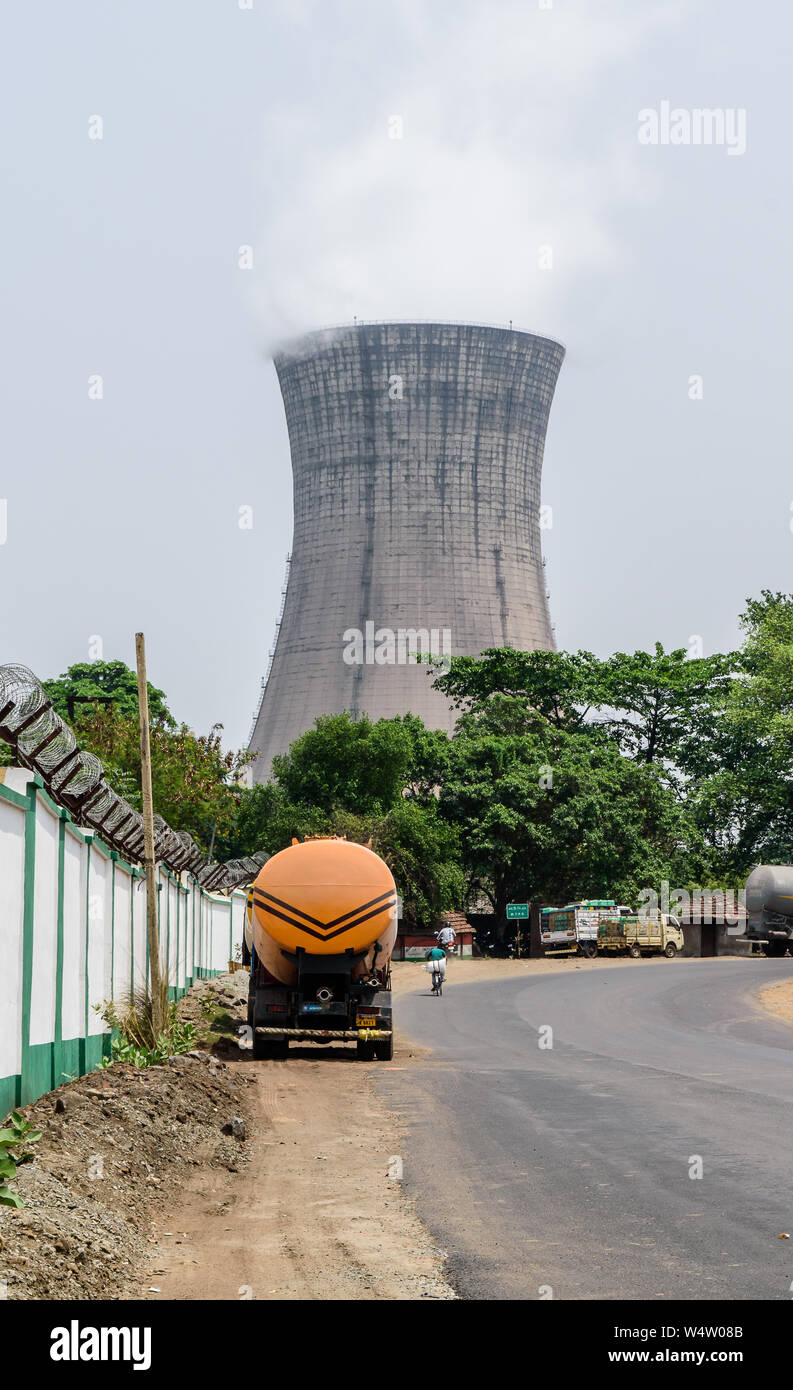 The cooling towers of Mejia Thermal Power Station Stock Photo Alamy