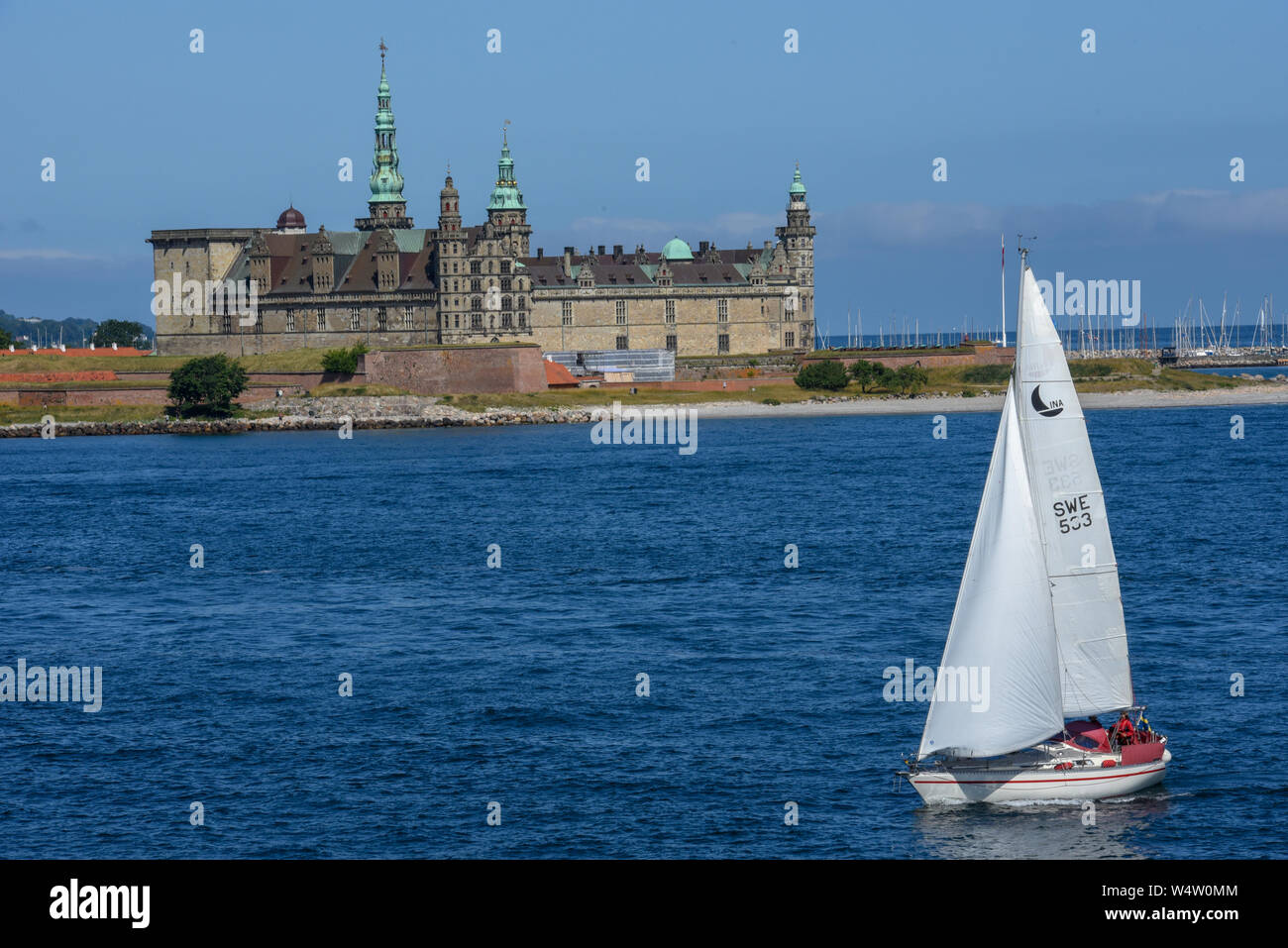 Helsingor, Denmark - 29 June 2019: Kronborg castle at Helsingor on Denmark Stock Photo