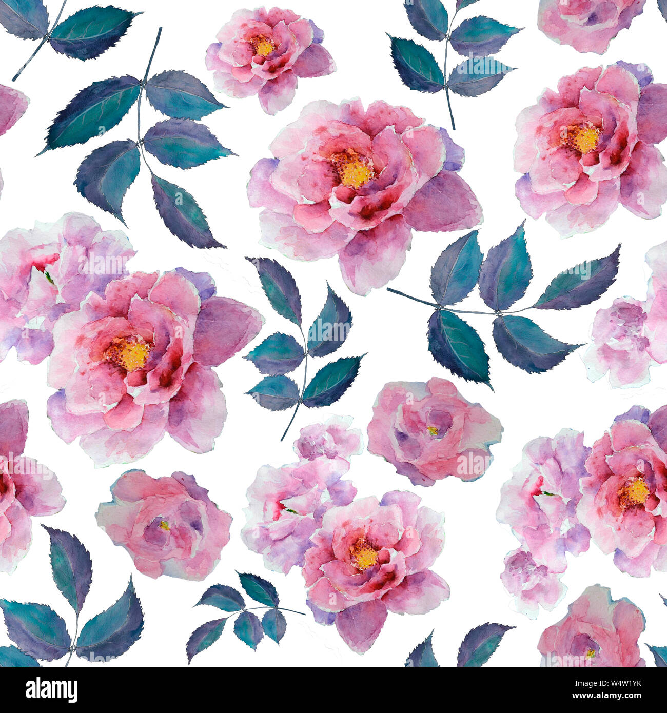 Watercolor Floral Pattern And Seamless Background Hand Painted
