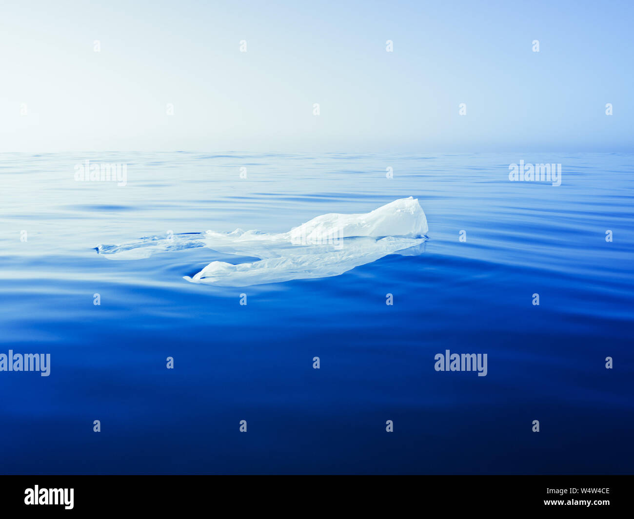 plastic waste at the ocean, a plastic bag in the Mediterranean sea