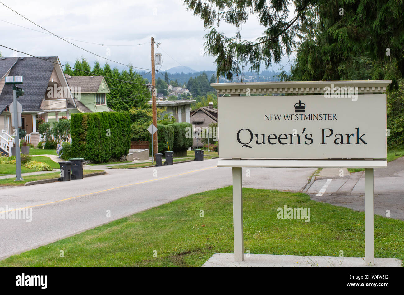 Queen's Park entrance sign in New Westminster, British Columbia, Canada