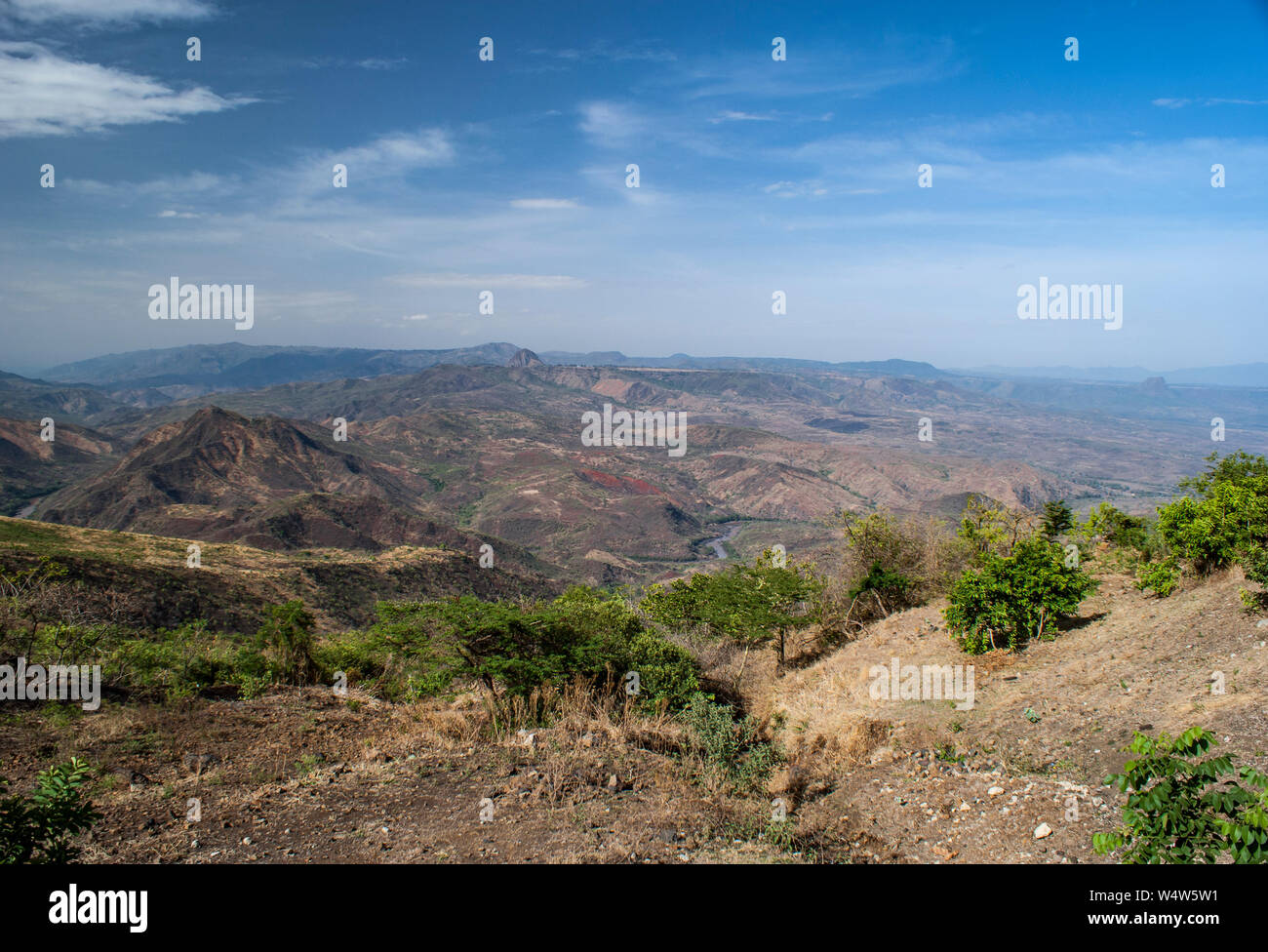 Landscape looking south over Gibe (Omo) river gorge, Ethiopia Stock Photo
