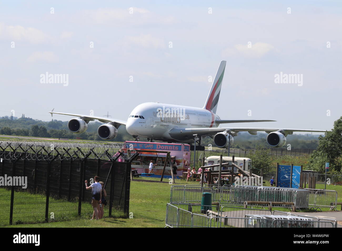 Manchester airport aviation viewing park Stock Photo