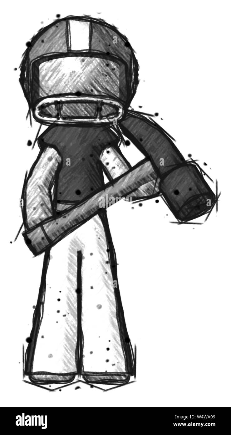 Sketch football player man holding hammer ready to work Stock Photo Alamy