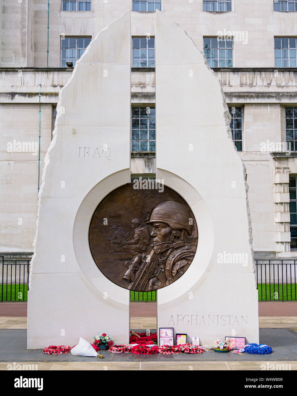 The Iraq & Afghanistan Memorial commemorates those who participated in the Afghanistan and Iraq Conflicts. Victoria Embankment London Stock Photo