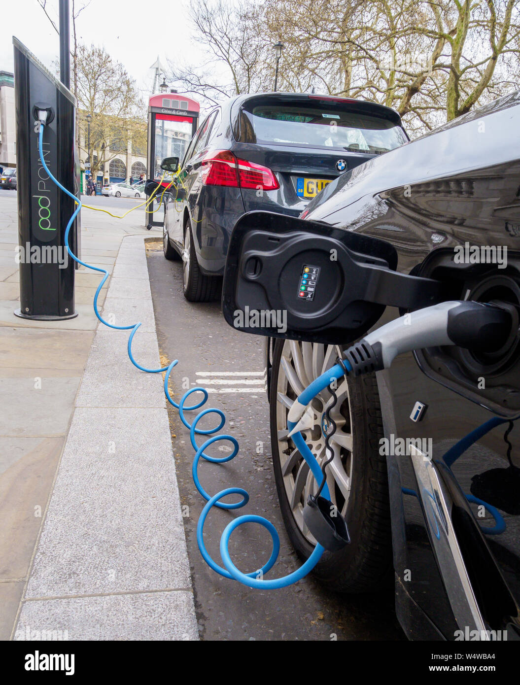Street electric car charging pod station London Stock Photo Alamy