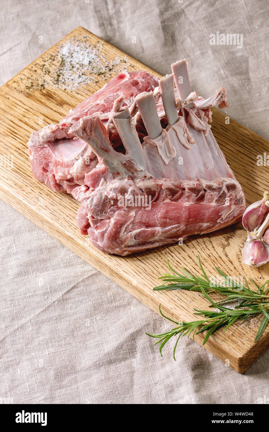 Raw rack of lamb Stock Photo Alamy