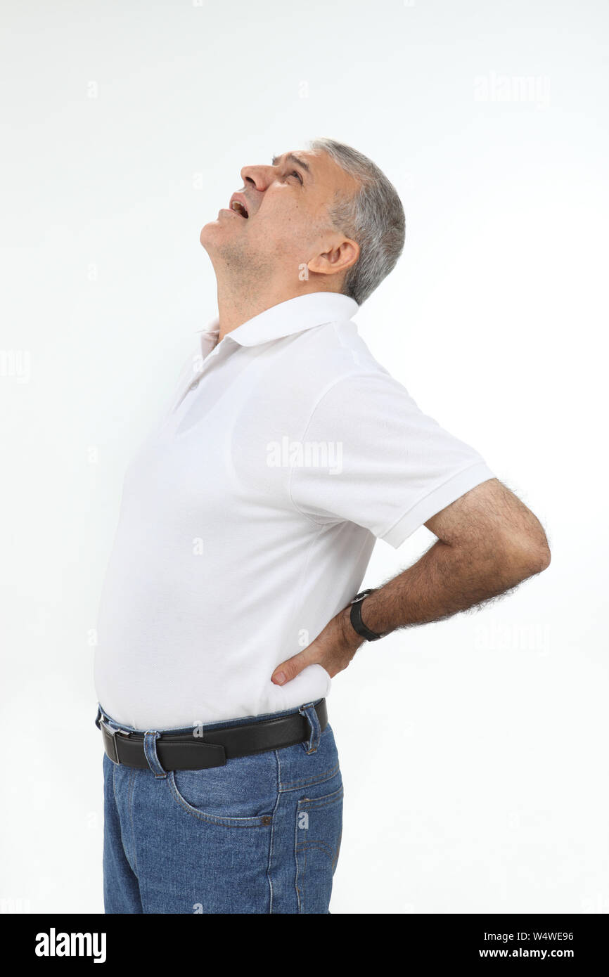 Old man suffering from lower back pain Stock Photo Alamy