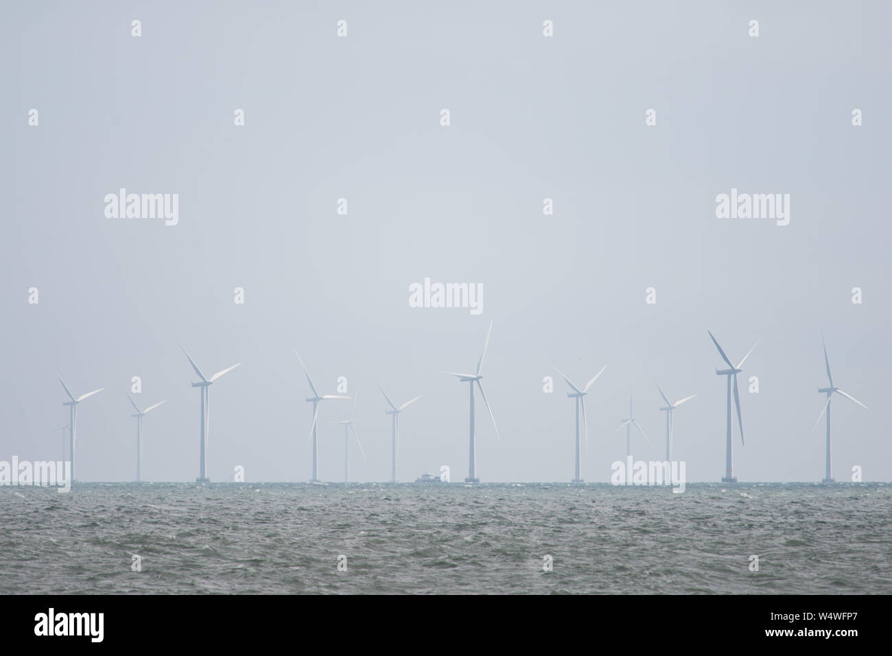 Offshore Wind Farm in southern Denmark as seen from Rødbyhavn Stock Photo