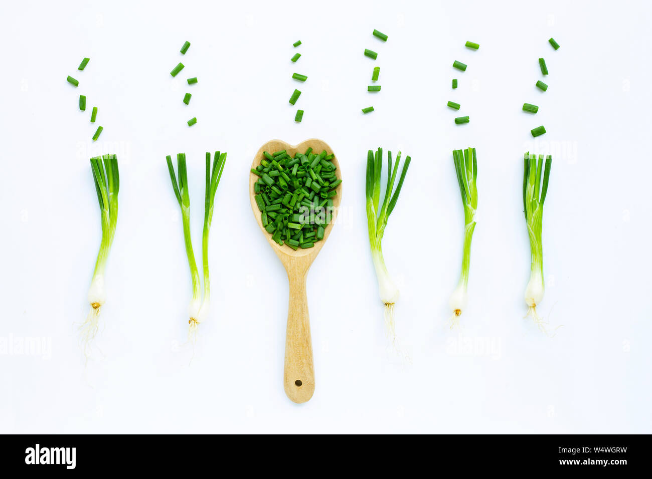 green onions isolated on white background Stock Photo - Alamy