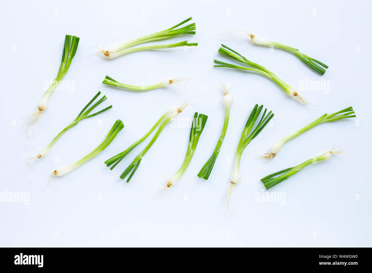green onions isolated on white background Stock Photo - Alamy