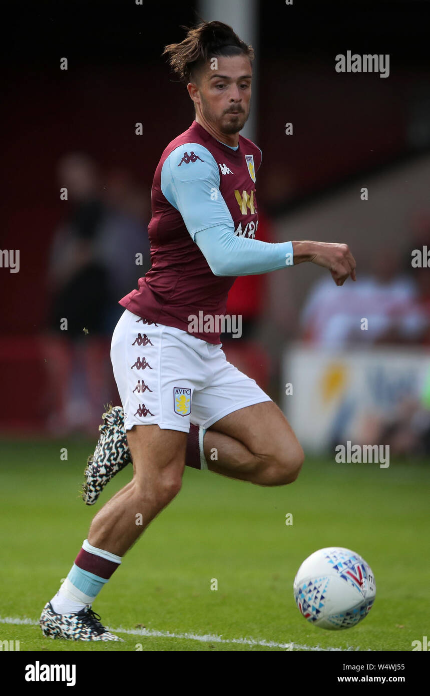 Aston Villa's Jack Grealish during the pre-season friendly match at the Banks's Stadium, Walsall. PRESS ASSOCIATION Photo. Picture date: Wednesday July 24, 2019. See PA story SOCCER Walsall. Photo credit should read: Nick Potts/PA Wire. RESTRICTIONS: No use with unauthorised audio, video, data, fixture lists, club/league logos or 'live' services. Online in-match use limited to 120 images, no video emulation. No use in betting, games or single club/league/player publications. Stock Photo