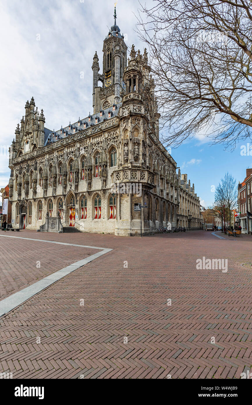 Middelburg View to historic City Hall, Zeeland, Netherlands, 17.03.