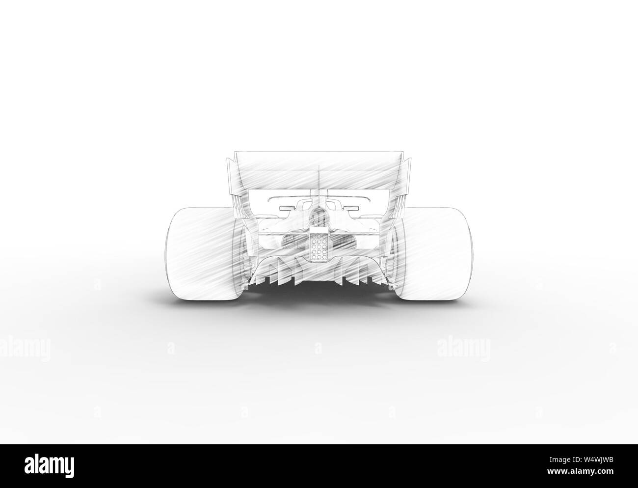 3D rendering illustration with of an modern all black formula race ...
