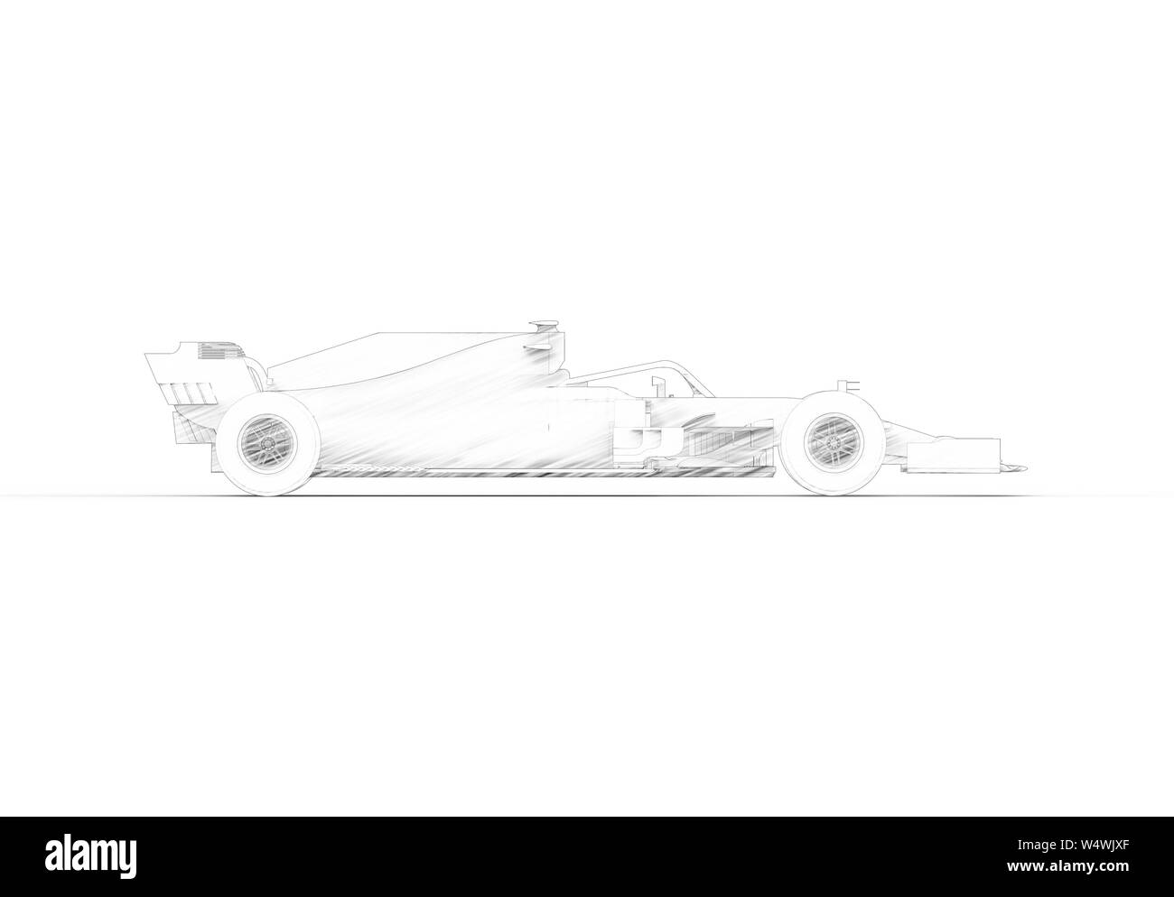 3D rendering illustration with of an modern all black formula race ...