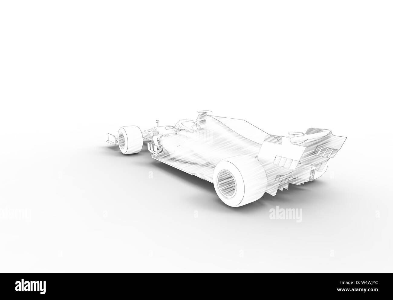 3D rendering illustration with of an modern all black formula race ...