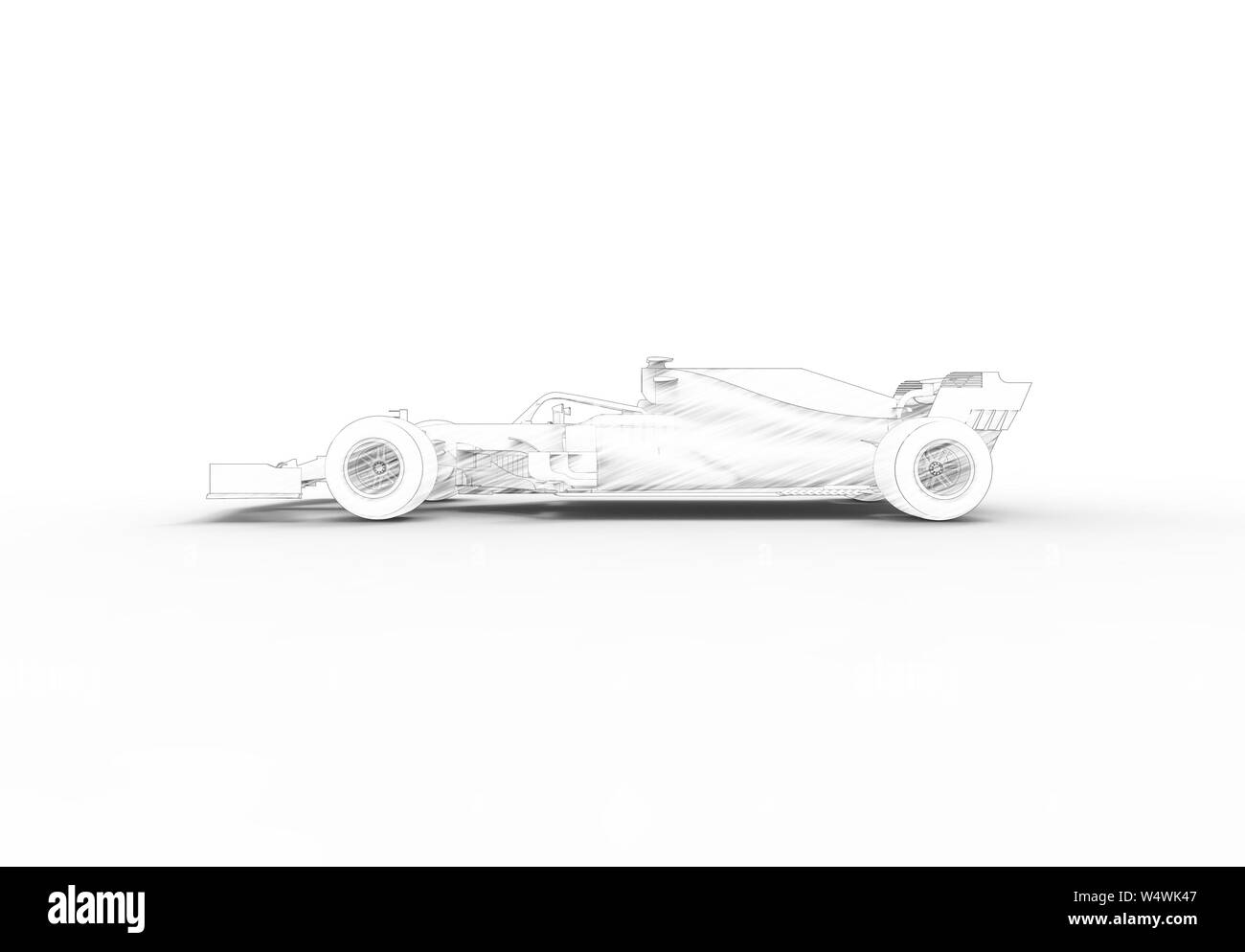 3D rendering illustration with of an modern all black formula race ...