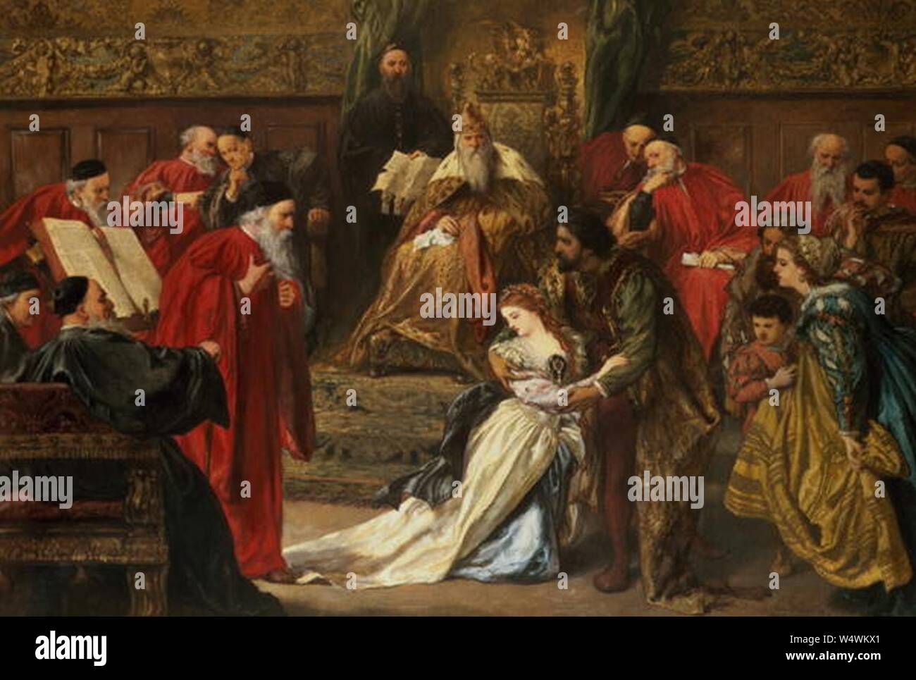 Cordelia-in-the-Court-of-King-Lear-1873-Sir-John-Gilbert. Stock Photo