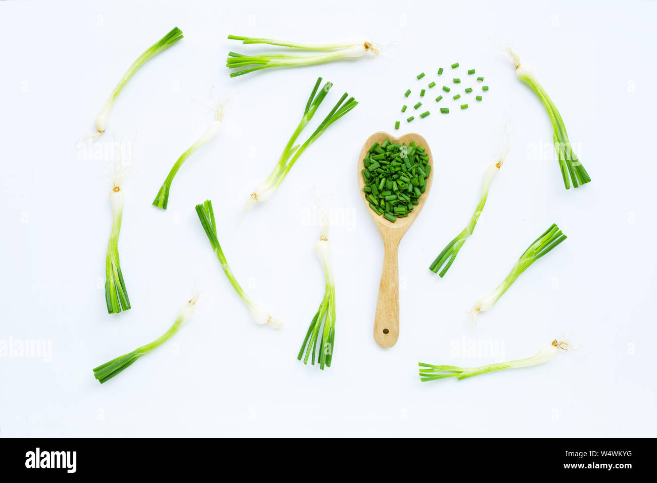 green onions isolated on white background Stock Photo - Alamy