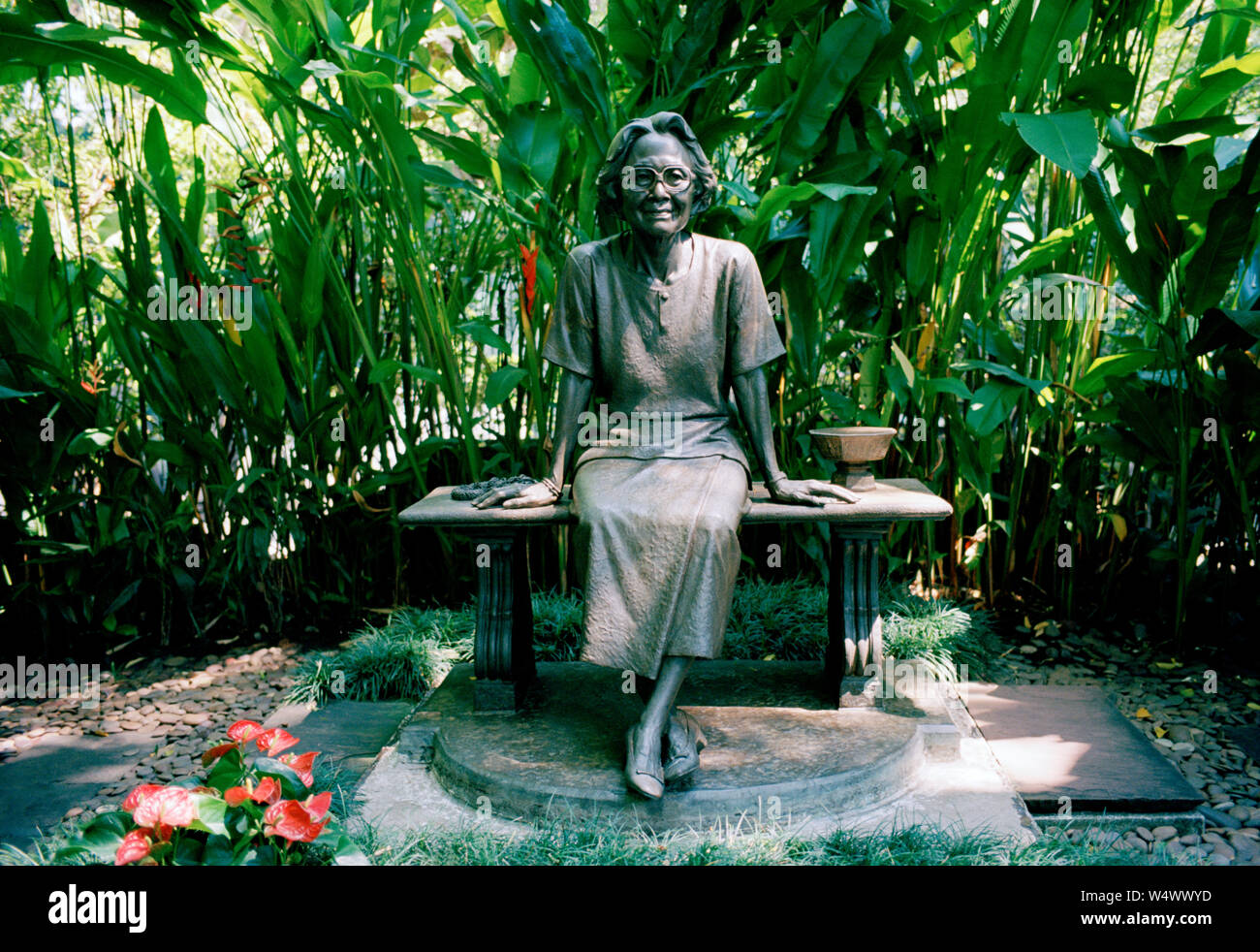 Statue of Princess Srinagarinda the mother of King Bhumibol in Princess Mother Memorial Park in Bangkok in Thailand in Southeast Asia Far East Stock Photo
