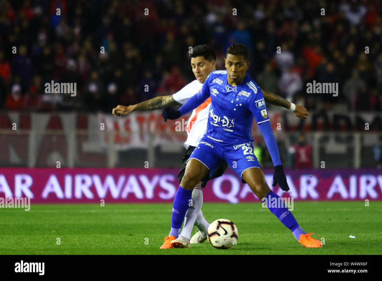 BUENOS AIRES, 23.07.2019: Enzo Perez and Pedro Rocha during the match between River Plate (ARG) and Cruzeiro (BRA) for match of Conmebol Libertadores Stock Photo