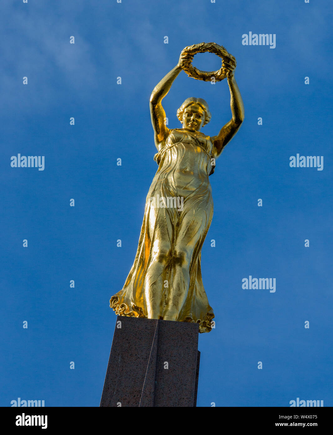 LUXEMBOURG, LUXEMBOURG - September 11, 2018 - Monument of Remembrance (Gelle Fra, Golden Lady) is memorial dedicated to Luxembourgers who volunteered Stock Photo