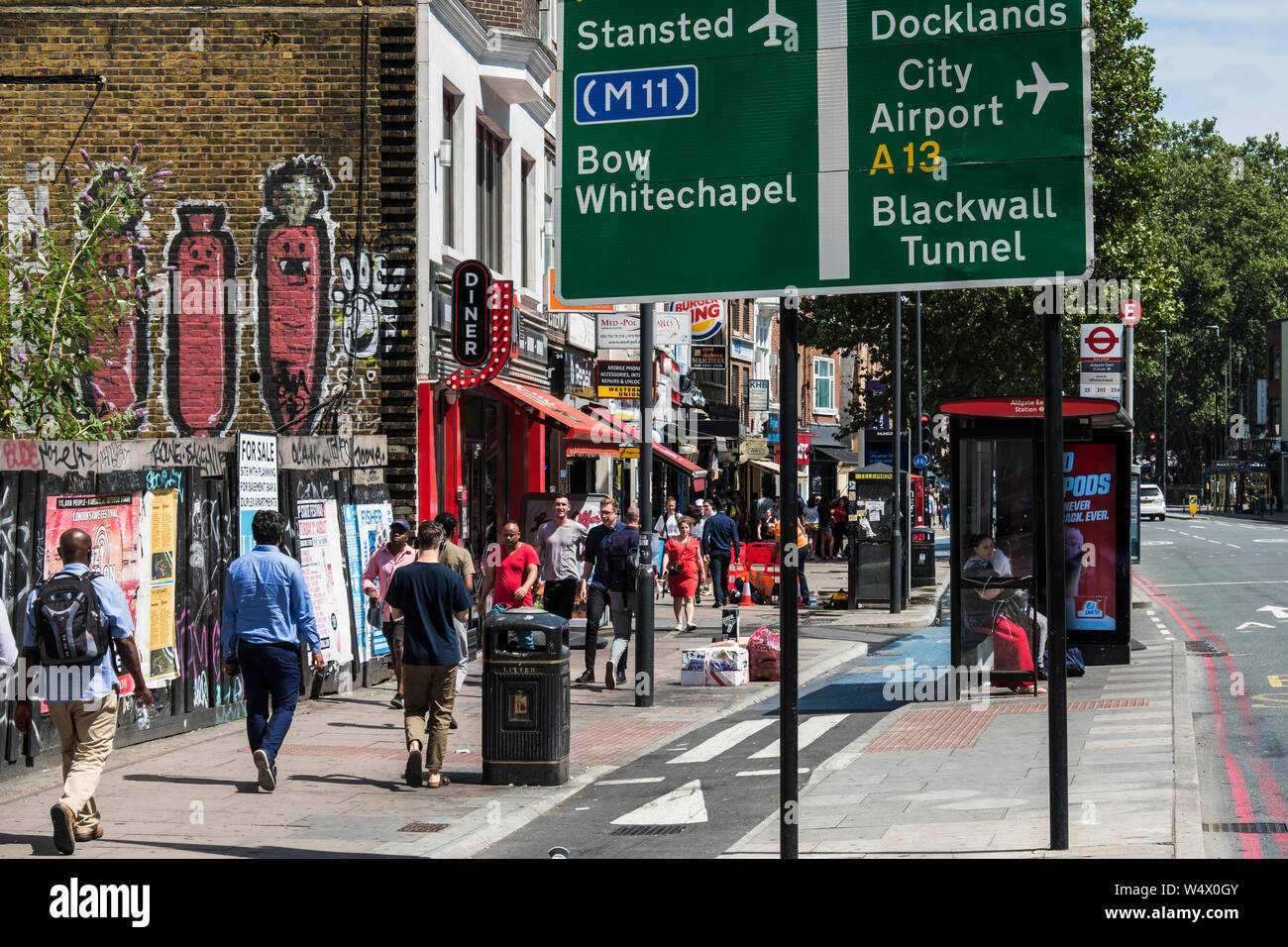 Whitechapel High Street, Borough of Tower Hamlets, London, England, U.K. Stock Photo