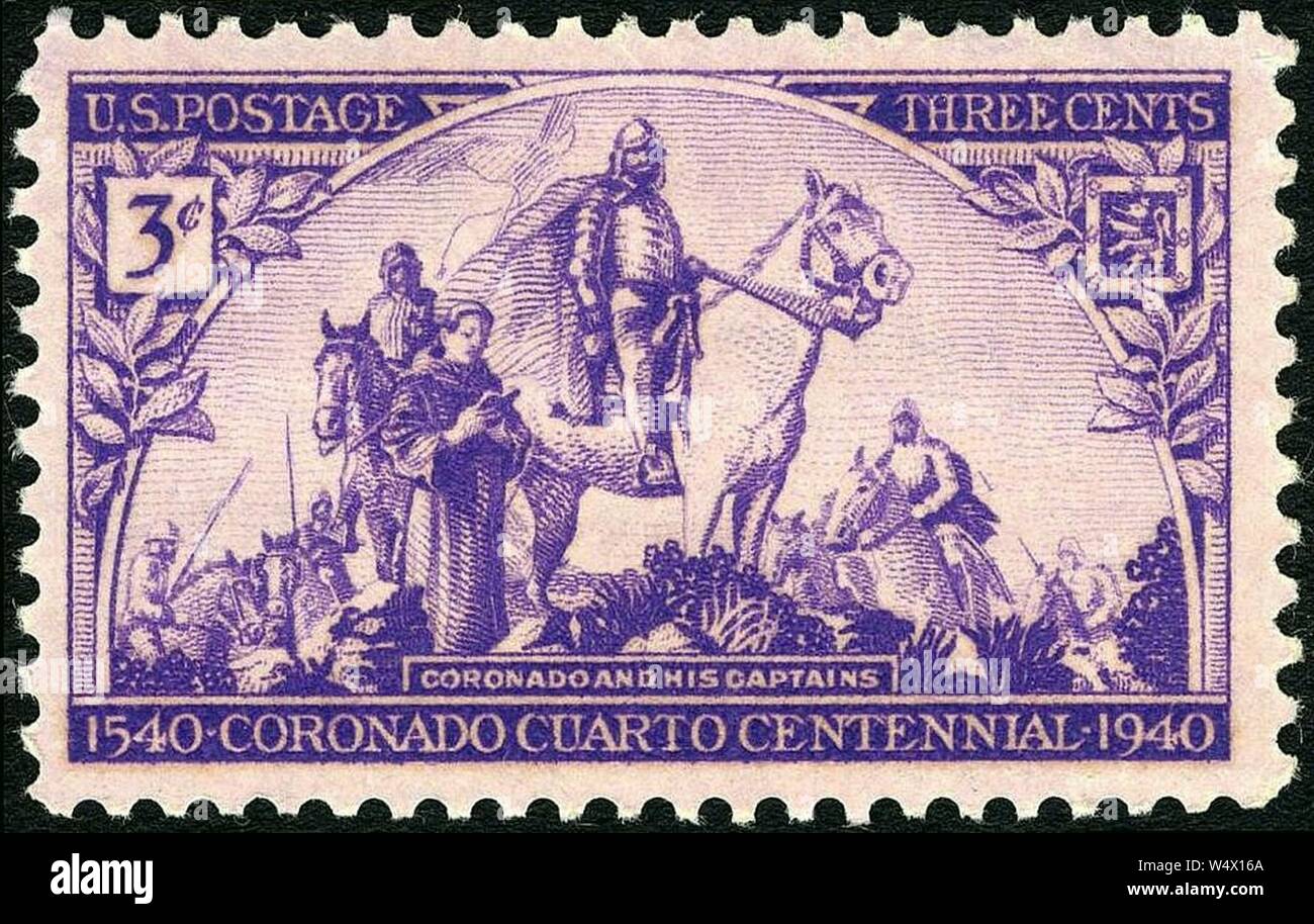 Coronado Expedition 1940 U.S. stamp.1. Stock Photo