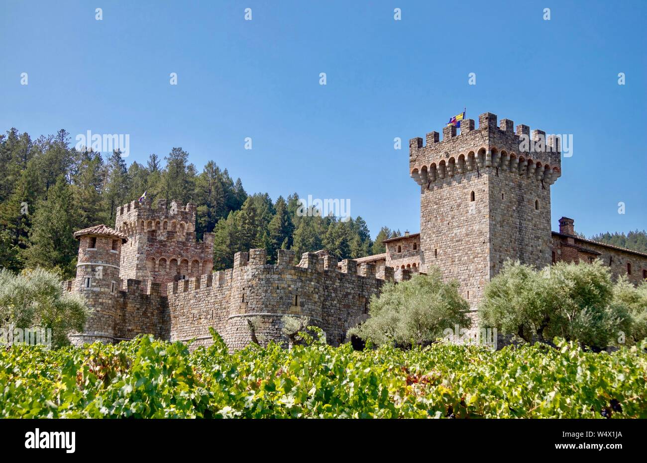 Castello di Amorosa in Calistoga California, a tuscan inspired winery in Napa Valley Stock Photo