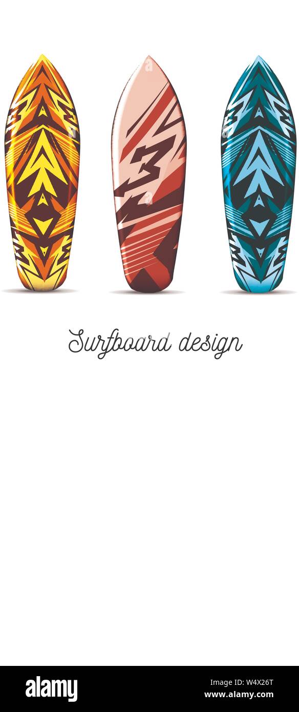 Set of designs for surfer boards on a white background. Vector  illustration. Hawaiian style Stock Vector Image & Art - Alamy