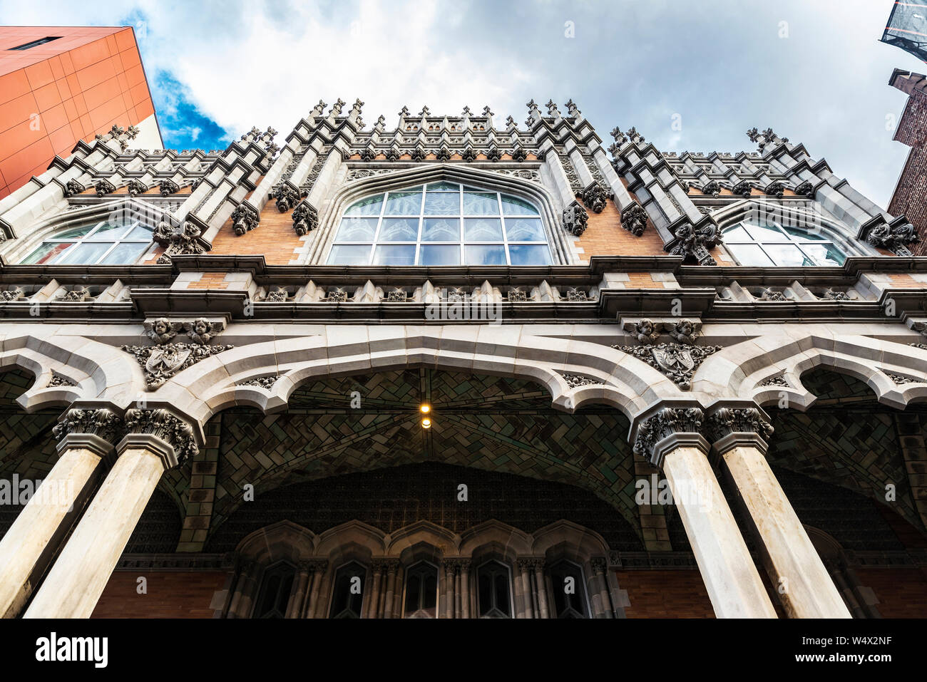 Facade of the Harlem Hebrew, language academy charter school, in Harlem, Manhattan, New York City, USA Stock Photo